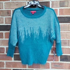Jennifer Lopez Teal Silver Drip Sweater